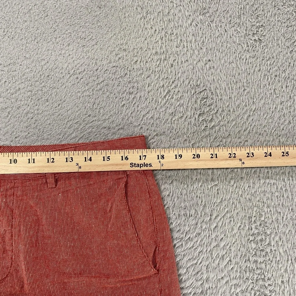 Banana Republic Linen Shorts Mens 32 Red Stripe Chino 7 Inch Summer Beach
